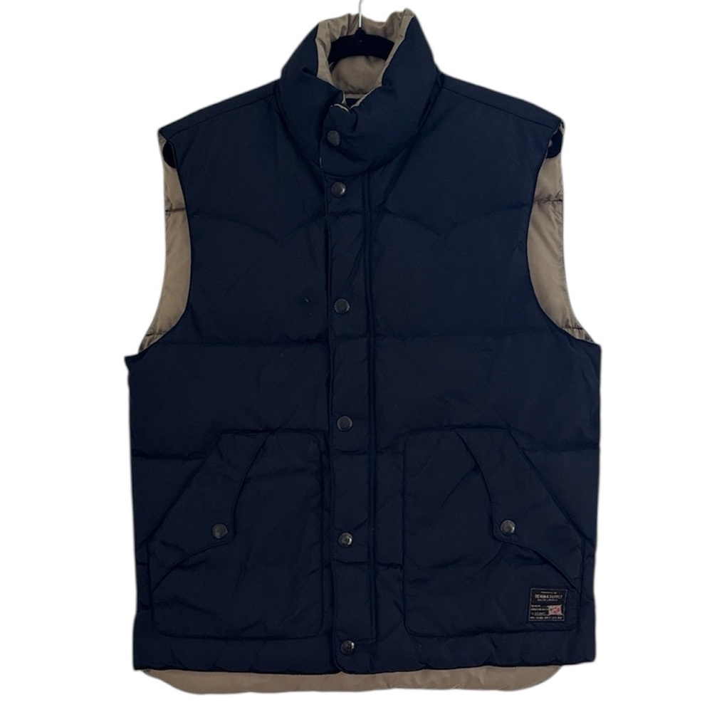 Vintage Denim & Supply Ralph Lauren Navy Blue Quilted Down Feather Puffer Vest